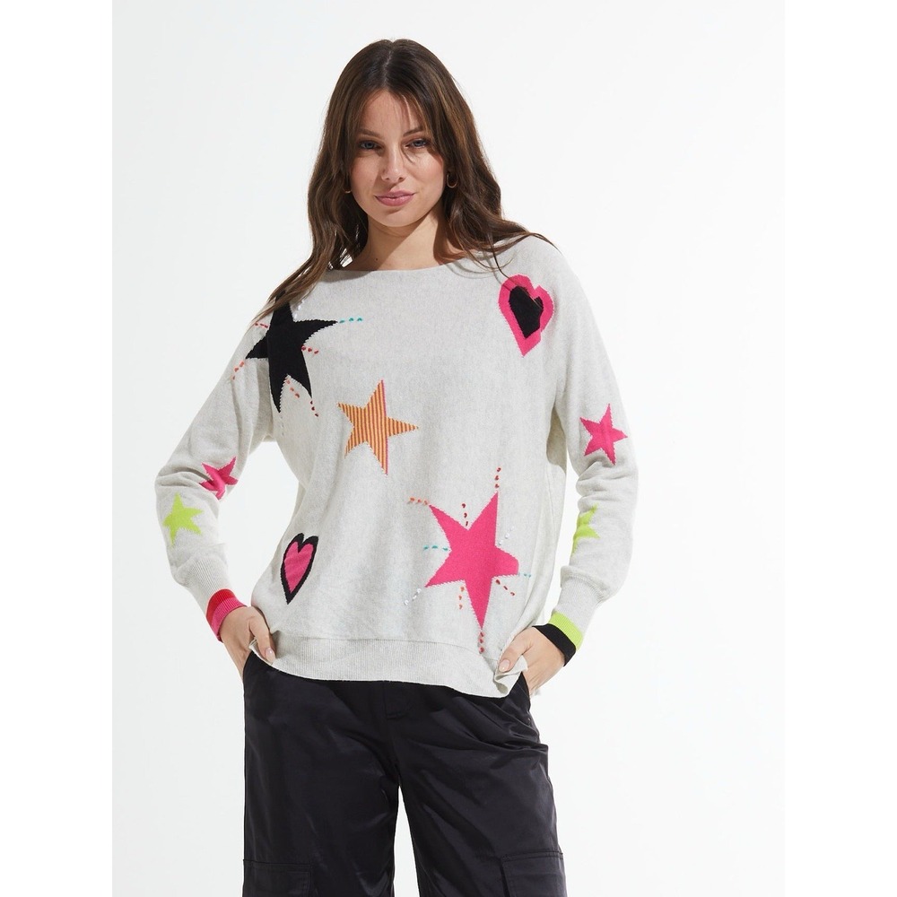 Zaket And Plover Sweater White Star Hearts XL Shirt